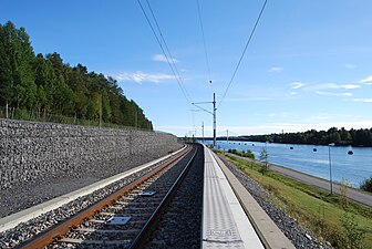 Botniabanan längs Ume älv.