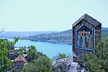 El Río Cinca y el embalse de El Grado, desde el Vía Crucis de Torreciudad