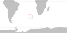 Carte montrant l'emplacement de l'archipel, dans l'Atlantique, entre l'Afrique du Sud et la pounte méridionale de l'Amérique du Sud.