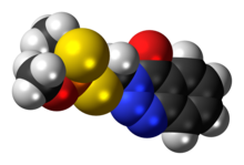 Space-filling model of the azinphos-methyl molecule