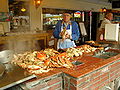 Crabe de Dungeness vendu à wharf