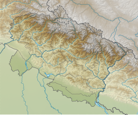 Map showing the location of Rajaji National Park