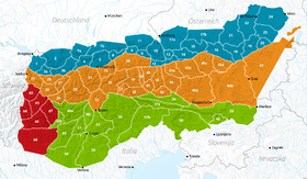 Carte des Alpes orientales avec les massifs de Lofer et Leogang en 9.