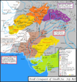 Muslim conquests in the Indian subcontinent in 711-715 AD.