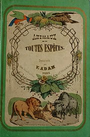 Couverture de livre ancien "Animaux toutes espèces dessinés par V. Adam"