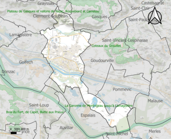 Carte de la ZNIEFF de type 1 sur la commune.