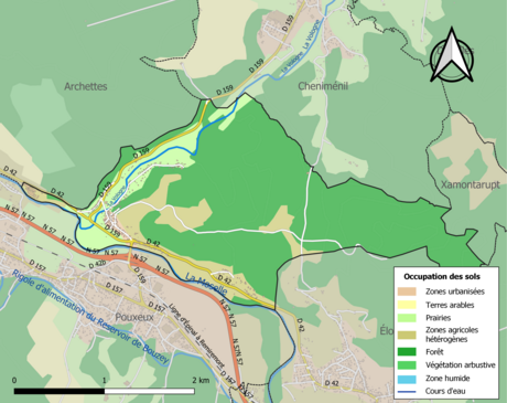 Carte en couleurs présentant l'occupation des sols.