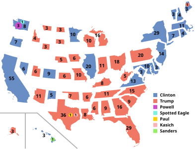 A discontinuous cartogram of the 2016 United States presidential election