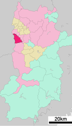 Location of Katsuragi in Nara Prefecture