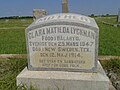 A gravestone written in Swedish at the Lutheran cemetery in New Sweden, Texas.