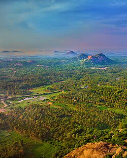 Aerial view of fields near New Bengaluru (Ramanagara)