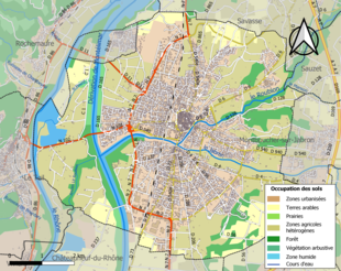 Carte en couleurs présentant l'occupation des sols.