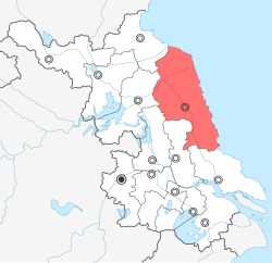 江蘇省中の塩城市の位置