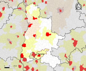 Localisation de l'aire d'attraction de Nyons dans le département de la Drôme.