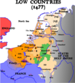 Os Países Baixos en 1477. O territorio de Ducado de Brabante é o marcado co número 8.