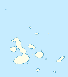 Mapa konturowa Galapagos, na dole po prawej znajduje się punkt z opisem „Puerto Baquerizo Moreno”