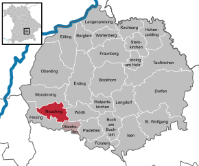 Poziția Neuching pe harta districtului Erding