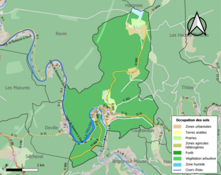 Carte en couleurs présentant l'occupation des sols.