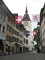 Le drapeau argovien pendu à Bremgarten.