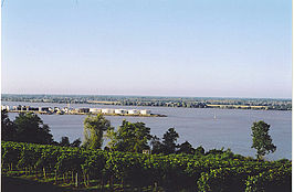 Samenvloeiing van de Garonne en de Dordogne bij Bec d'Ambes