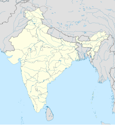 Mapa konturowa Indii, po lewej nieco u góry znajduje się punkt z opisem „Jaipur”