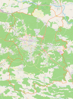 Mapa konturowa Zielonej Góry, u góry po prawej znajduje się punkt z opisem „Stożne”