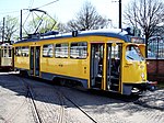 PCC 1304 uit de serie 1300, in gele kleur van de jaren zeventig, als museumtram bij het HOVM; 15 april 2007.