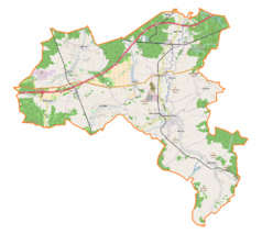 Mapa konturowa gminy Nowogrodziec, u góry nieco na prawo znajduje się punkt z opisem „Nowa Wieś”