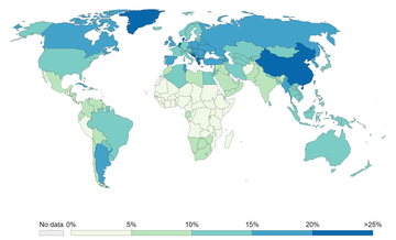 Share of deaths from smoking, 2017[74]