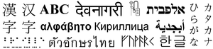 Échantillons de divers alphabets