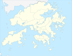 Mapa konturowa Hongkongu, blisko centrum na dole znajduje się punkt z opisem „Katedra Niepokalanego Poczęcia NMP w Hongkongu”