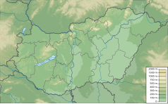 Mapa konturowa Węgier, po lewej znajduje się punkt z opisem „miejsce bitwy”