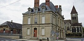 The town hall, school and church in Bourgogne