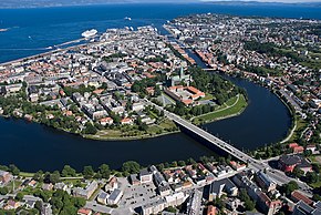 View of downtown Trondheim and Nidelva River