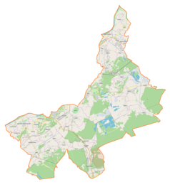 Mapa konturowa powiatu tarnobrzeskiego, na dole po lewej znajduje się punkt z opisem „Wola Baranowska”