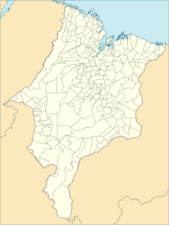 Mapa konturowa Maranhão, u góry po prawej znajduje się punkt z opisem „Santa Quitéria do Maranhão”