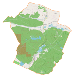 Mapa konturowa gminy Zaklików, u góry znajduje się punkt z opisem „Stare Baraki”