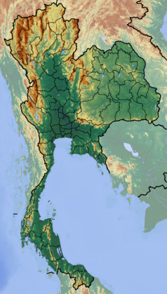 Mapa konturowa Tajlandii, na dole po lewej znajduje się punkt z opisem „Ko Mai Phai”