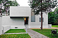 Front view of the modern reconstruction of Gropius's house in Dessau (1925--1926). It was destroyed during World War II. This reconstruction (2014) was not built as an exact replica of the original house.