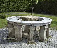 The Opferstein or Sacrifice Rock at Maria Taferl, Austria. It was used by the ancient Celts to make sacrifices upon and is now located in the plaza of the basilica there.