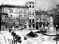 La facciata di Palazzo Marino su piazza della Scala prima del rifacimento portato a termine da Luca Beltrami nel 1892