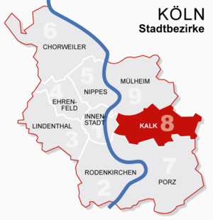 Abgrenzung des Stadtbezirks Kalk in Köln