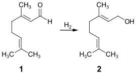 Synthese von Geraniol durch Hydrierung von Citral