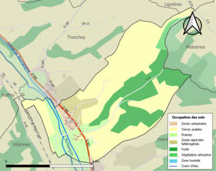 Carte en couleurs présentant l'occupation des sols.