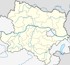 Mapa konturowa Dolnej Austrii, w centrum znajduje się punkt z opisem „Furth bei Göttweig”