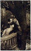 Kiss in the Park, from the series A Love, Opus X, no. 4 (1887), etching and engraving, 45.4 x 27.4 cm