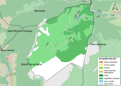 Carte des infrastructures et de l'occupation des sols en 2018 (CLC) de la commune.