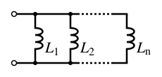 Esquema d'un circuit amb diversos inductors connectats en paral·lel.