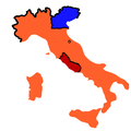 1861: ██ Itaalia kuningriik ██ Lombardia–Veneetsia kuningriik ██ Kirikuriik Pärast Tuhande ekspeditsiooni.