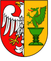 The coat of arms of the Otwock County used until 2008.